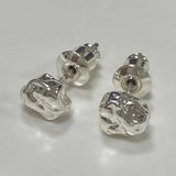 Irregular Texture Silver Volcanic Lava Ore Stud – Meaningful Gifts — 3