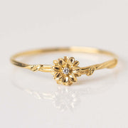 12yue Flower Birthstone Ring Copper Inlaid Zircon – Everyday Gifts — 5