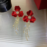 Women's Fashion Ethnic Red Tassel Silver Stud Earrings – Stylish Gifts — 2