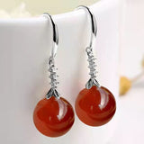 Elegant Silvering Earrings Female Chalcedony Green – Gifts for Her — 2