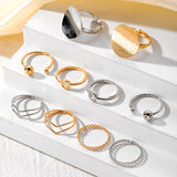 Geometric Round Adjustable Opening Ring Set Of 5 – Useful Gifts — 4