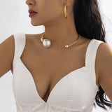 Asymmetric Geometry Pearl Round Beads Collar – Holiday Gift Ideas — 1
