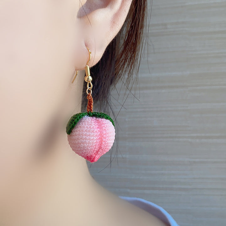 Handmade Cute Peach Sweet Wool Earrings – Small Gift Ideas — 1