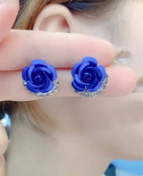 Female 925 Silver Needle Blue Rose Earrings – Gifts for Her — 5