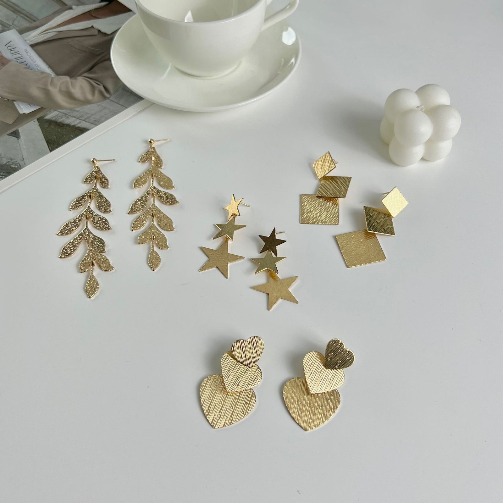 Exaggerated Leaves Layered Earrings Concave Geometric – Stylish Gifts — 1