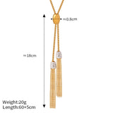 Long Tassel Inlaid Zircon Titanium Steel Necklace – Jewelry Gift Ideas — 2