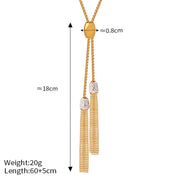 Long Tassel Inlaid Zircon Titanium Steel Necklace – Jewelry Gift Ideas — 2