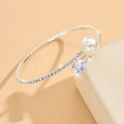Women's Pearl Heart Full Diamond Bracelet Elastic – Jewelry Gift Ideas — 7