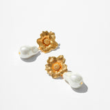 Women's Baroque Pearl Flower Pattern Stud Earrings – Gifts for Her — 5
