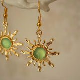 Cold Gold And Light Green Acrylic Sun Earrings – Meaningful Gifts — 8