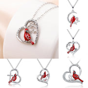 Creative Heart Shaped Cardinal Pendant Necklace – Jewelry Gift Ideas — 1