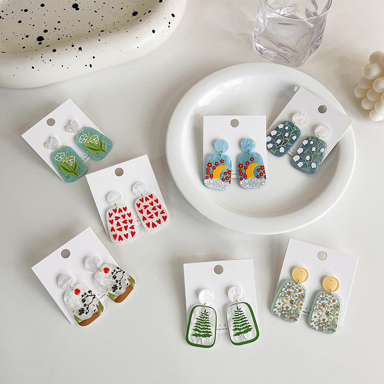 Flowers And Leaves Transparent Acrylic Earrings – Stylish Gifts — 1