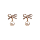Women's Elegant Bow Shape Pearl Earrings – Gifts for Her — 7