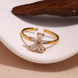 18K Micro Inlaid Zircon Five Petal Flower Ring – Birthday Gifts — 12