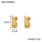 Minimalist Titanium Steel Ear Studs Triangle Oval – Stylish Gifts — 18