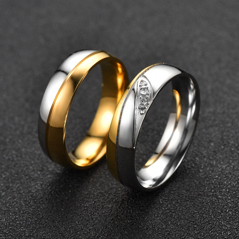 Stainless Steel Couple Ring Pair Ring Diamond – Stylish Gifts — 1