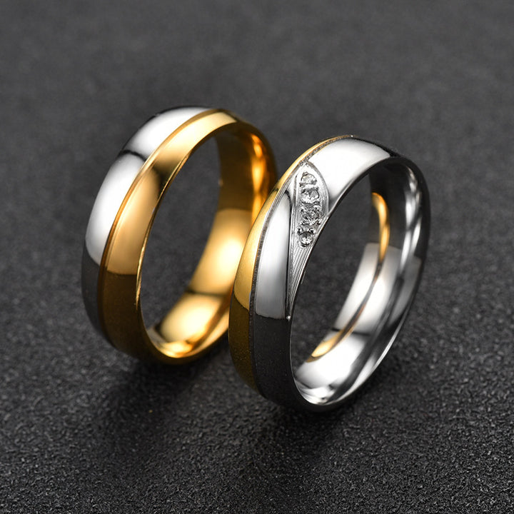 Stainless Steel Couple Ring Pair Ring Diamond – Stylish Gifts — 1