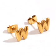 Titanium Steel Earrings 18K Gold Mini Alphabet Letter – Gifts for Her — 19