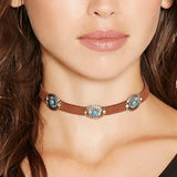 Metal Flower Plate Turquoise Necklace Collar – Jewelry Gift Ideas — 1