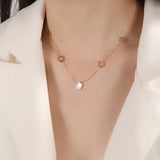 Titanium Steel White Shell Small Flower Necklace – Jewelry Gift Ideas — 2