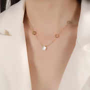 Titanium Steel White Shell Small Flower Necklace – Jewelry Gift Ideas — 2