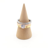 Women's Titanium Diamond Six Prong Ring Set Of Three – Gifts for Her — 4