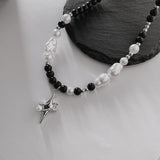 Black And White Contrast Pearl Stitching Necklace – Jewelry Gift Ideas — 5