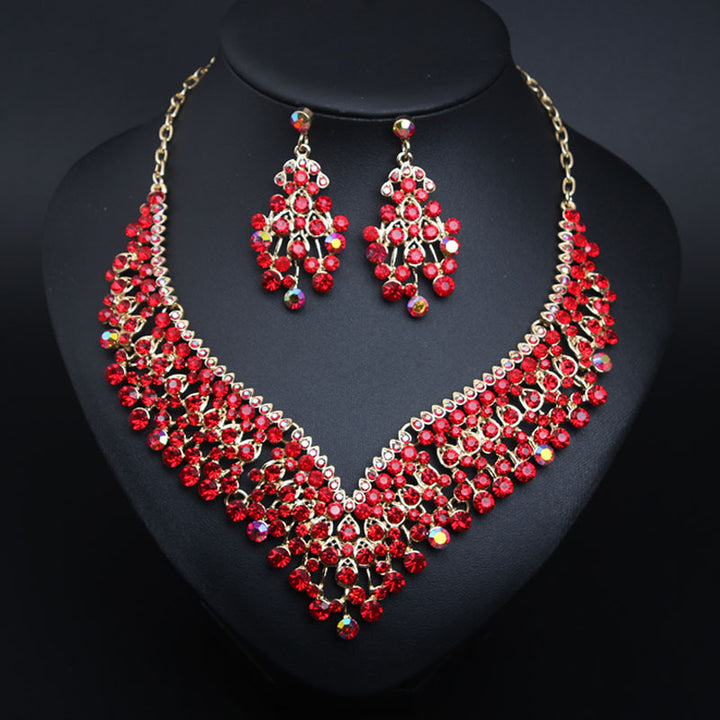 Creative Crystal Collarbone Necklace Earring Set – Jewelry Gift Ideas — 1
