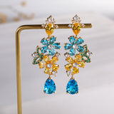 Flower Waterdrop Butterfly Colored Zircon Earrings – Birthday Gifts — 1
