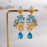Flower Waterdrop Butterfly Colored Zircon Earrings – Birthday Gifts — 1
