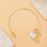 Asymmetric Geometry Pearl Round Beads Collar – Holiday Gift Ideas — 2