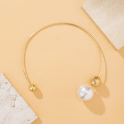 Asymmetric Geometry Pearl Round Beads Collar – Holiday Gift Ideas — 2