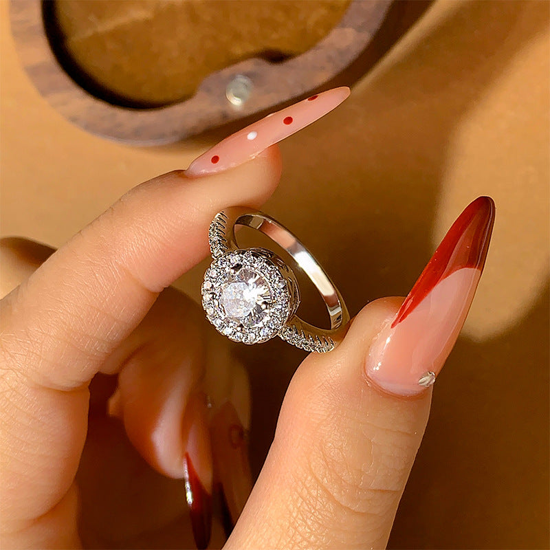 Round Zircon Wedding Ring Double Row Diamond Ball – Gifts for Couples — 1