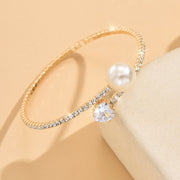 Women's Pearl Heart Full Diamond Bracelet Elastic – Jewelry Gift Ideas — 3