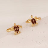 Two Cute Turtles Stacked Ring Plated 14K Gold Design – Everyday Gifts — 3