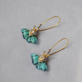 Hand Painted Green Flying Butterfly Earrings – Special Occasion Gifts — 1