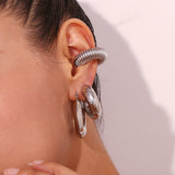 Square Line Hollow C- Shaped Ear Ring Stainless – Practical Gifts — 12