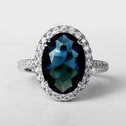 Elegant Ladies Egg Shape Peacock Blue Zircon Ring – Gift Ideas — 1