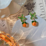 Beautiful Japanese Girl Orange Glass Stud Earrings – Gifts for Kids — 2