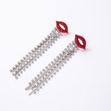 Full Diamond Lip Stud Earrings Long Tassel Crystal – Meaningful Gifts — 7