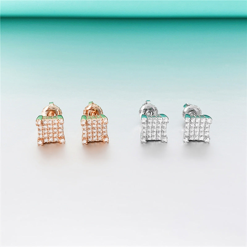 Men's And Women's Silver Inlaid Moissan Earrings – Gifts for Her — 1