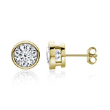 Women's Moissanite Diamond Stud Earrings Round Bezel – Gifts for Her — 3