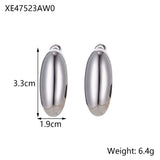 Minimalist Titanium Steel Ear Studs Triangle Oval – Stylish Gifts — 14