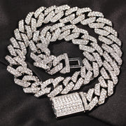 Trendy 18mm Silver Cuban Diamond Alloy Necklace – Jewelry Gift Ideas — 2