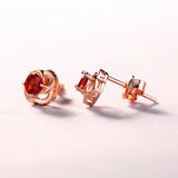 S925 Sterling Silver Earrings Female Natural Garnet – Gifts for Her — 1