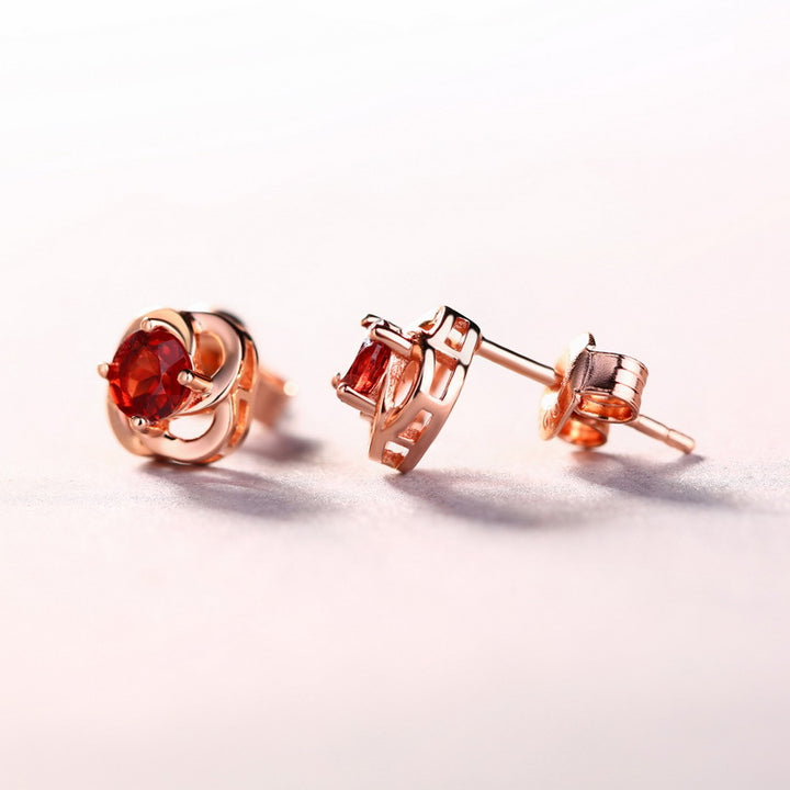 S925 Sterling Silver Earrings Female Natural Garnet – Gifts for Her — 1