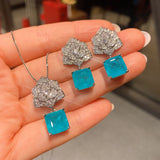 Paraiba Ring Necklace Stud Earrings Jewelry Set – Jewelry Gift Ideas — 3