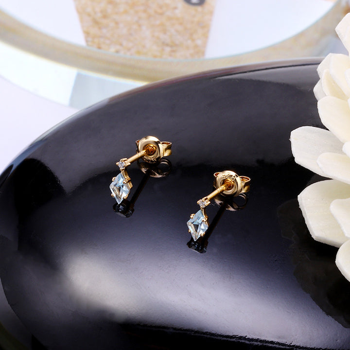 Women's Blue Topaz Diamond Earrings – Gifts for Her — 1