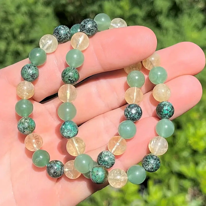 Citrine Green Dongling Stone 8mm Beaded Bracelet – Jewelry Gift Ideas — 1