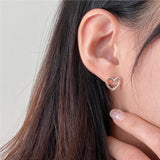 Women's S925 Sterling Silver Hollow Heart Earrings – Gifts for Her — 1